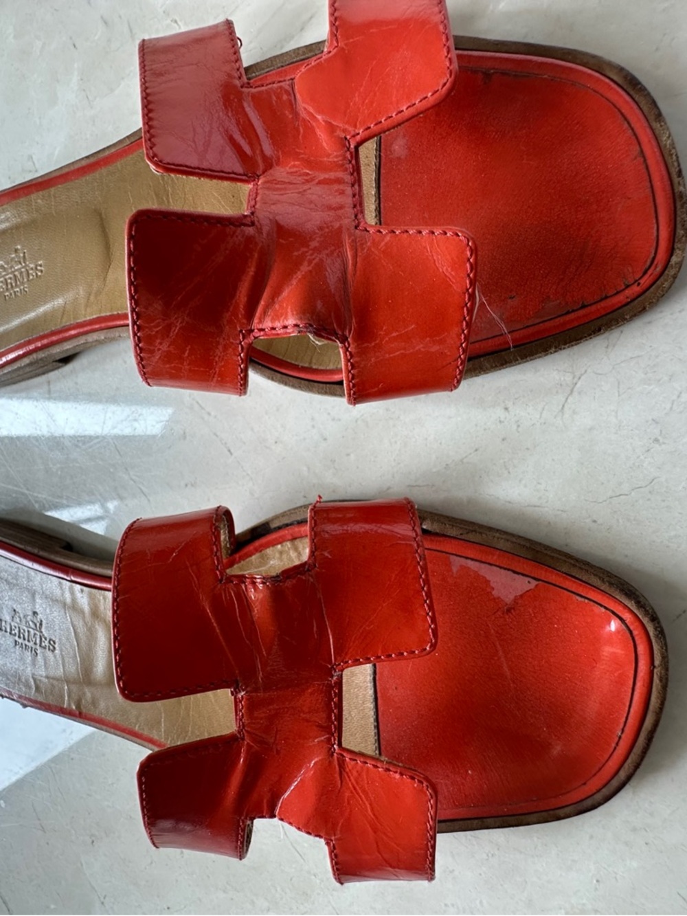 Hermes Oran Women’s Sandals Orange Size 40.5 - Picture 8 of 11